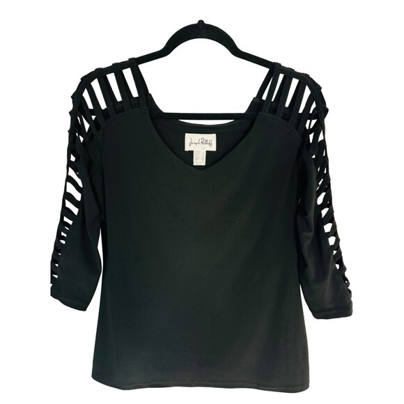 Joseph Ribkoff Jackets & Blazers - Joseph Ribkoff 8 Black Contemporary Cut- Out Sleeve Top